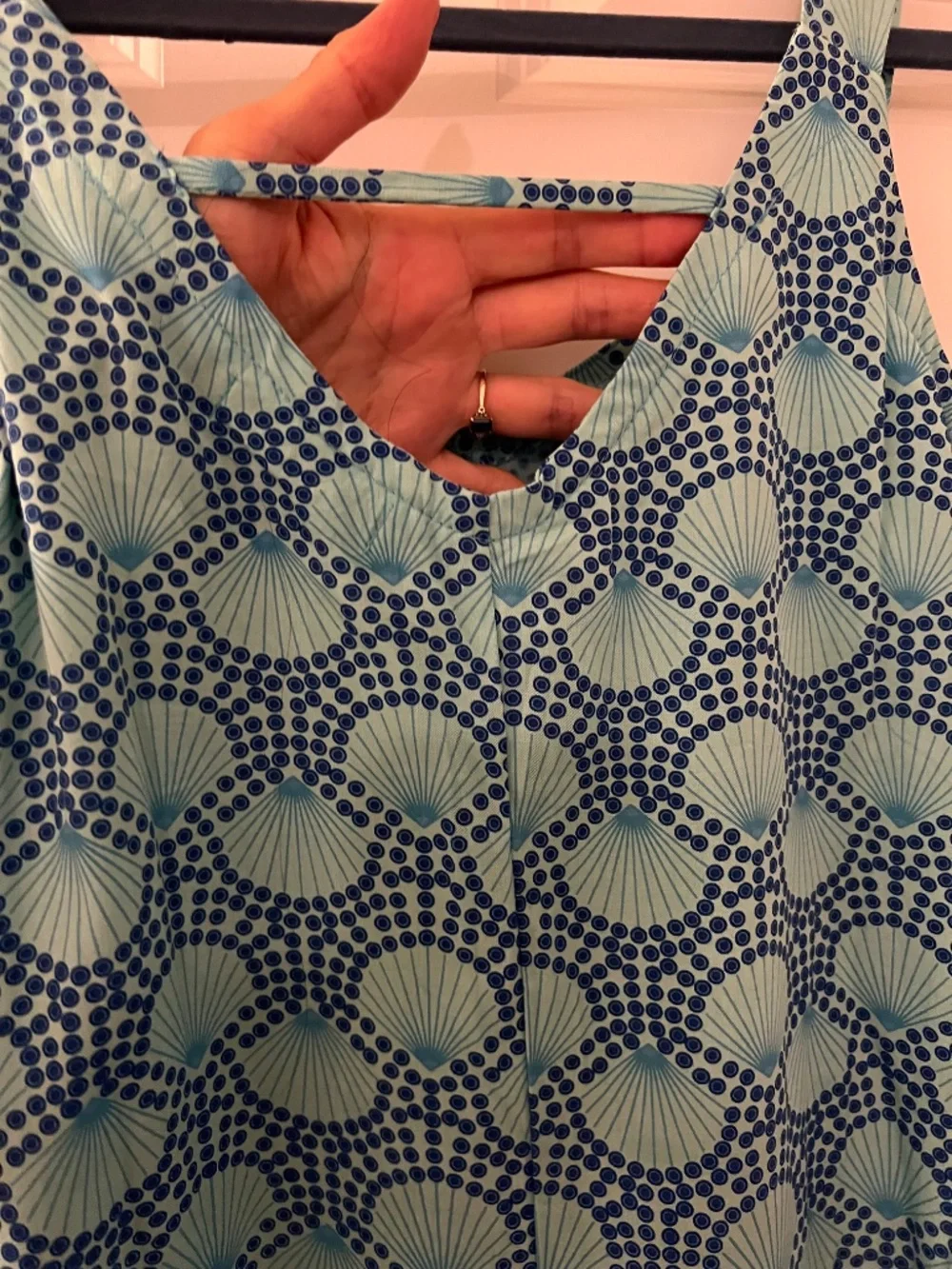SANTIKI Jennie Dress Size Small Aqua Blue Navy Print NWT Summer Beach Cover Up